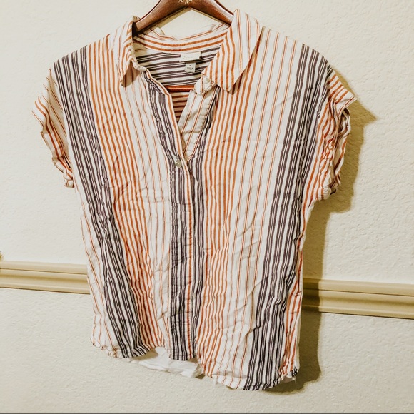 Casual Stripped Button Down Tee - Picture 1 of 3